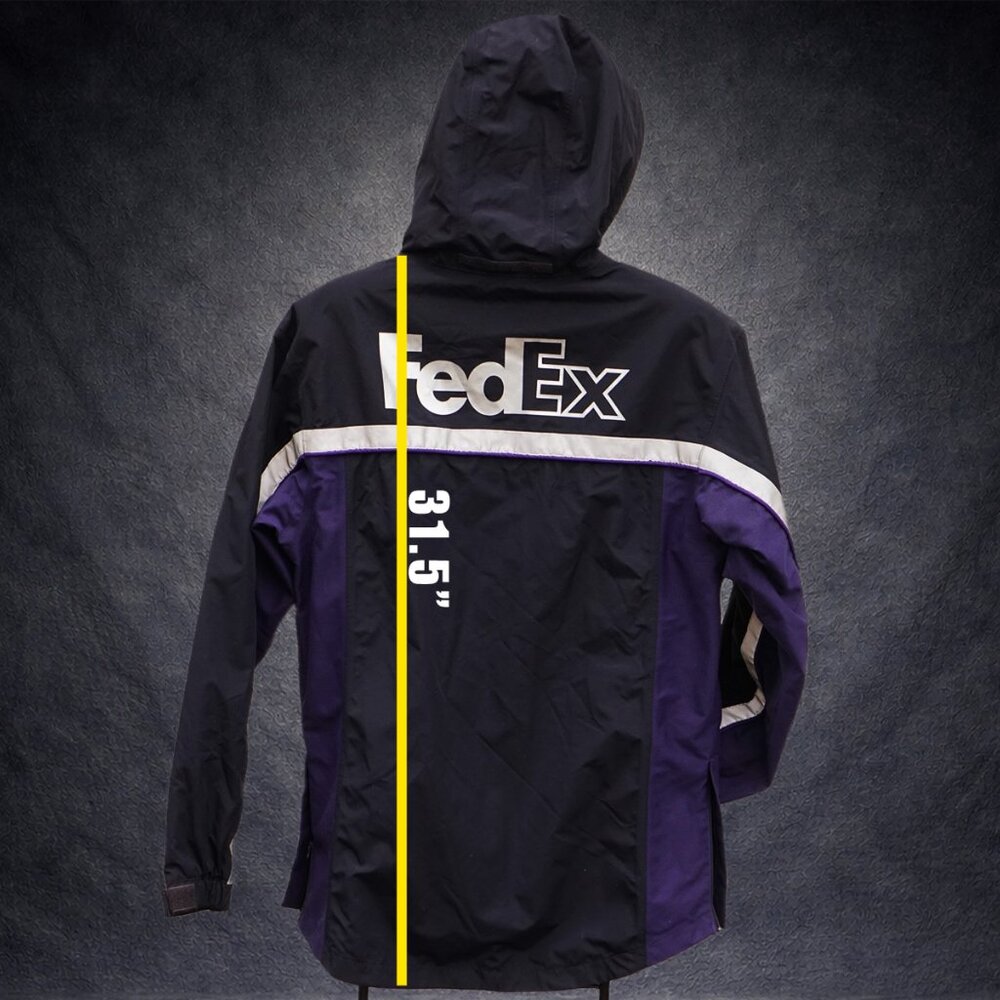 FedEx Stan Herman Hooded Heavy Windbreaker Reflective Jacket Medium Unisex Navy - Picture 5 of 15